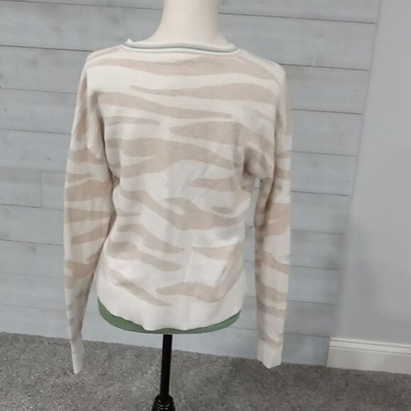Splendid Collection tan & cream long sleeve crew neck ribbed sweater size Small - Picture 4 of 4